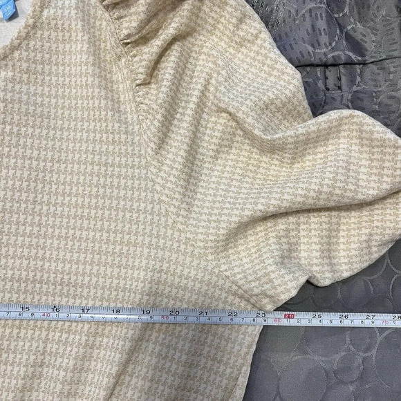 Draper James RSVP Size XXL Puffed Sleeve Tiered Dress Gold Cream Plus Size Midi - Picture 11 of 13